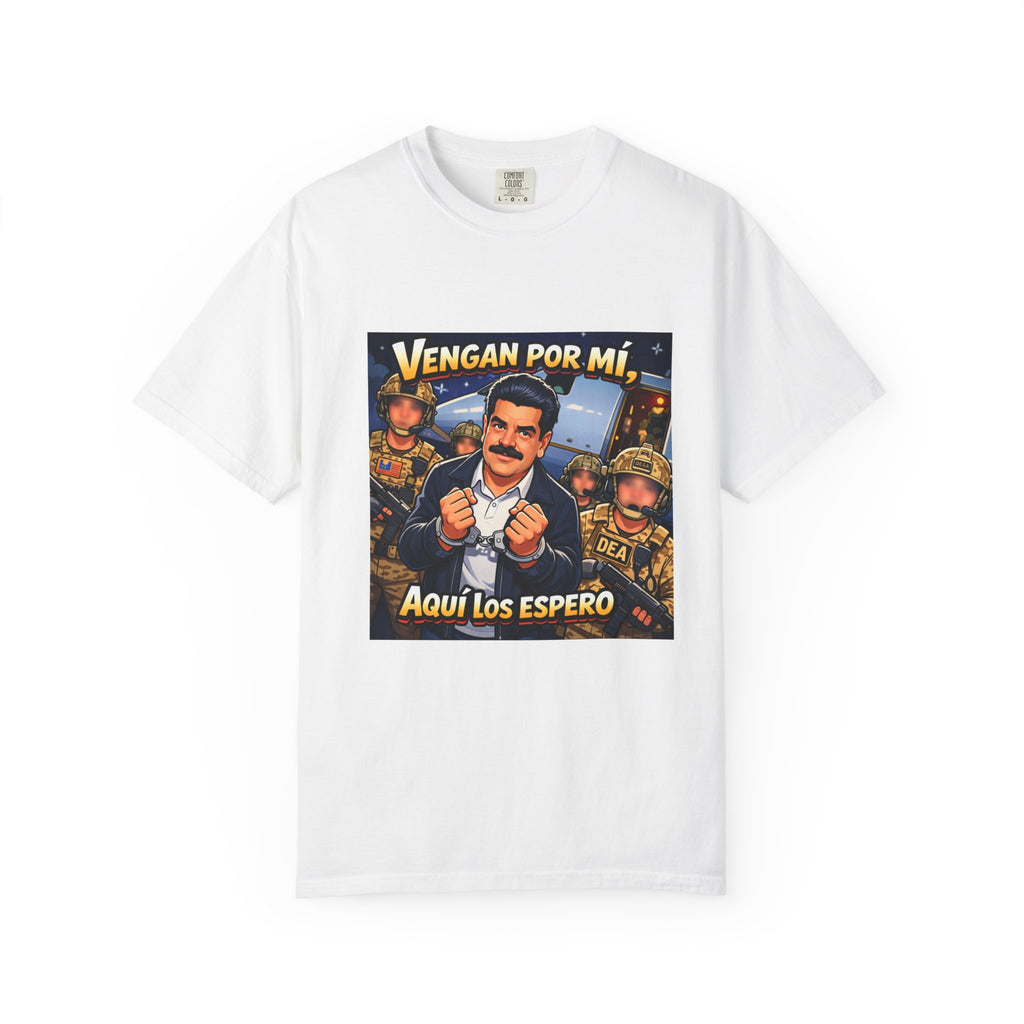 "Vengan Por Mí, Aquí Los Espero" Graphic Tee (Spanish Retro Military Poster Style)
